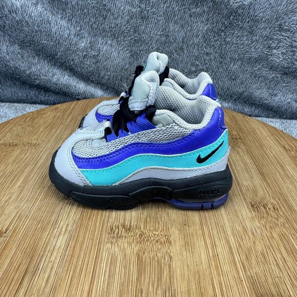 Nike Air Max 95 Shoes Boys 3C Grey Blue Teal Black Mesh Sneakers 905462-023 OG - Picture 3 of 8